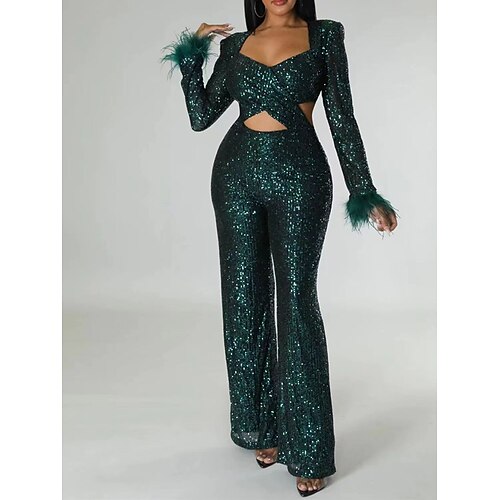 

Mujer Mono Alta cintura Cortado Color sólido Escote en Pico Ropa de calle Fiesta Oficina Ajuste regular Manga Larga Negro Rojo Azul Piscina S M L Verano