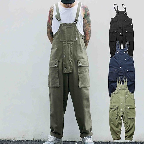 

Men's Trousers Work Pants Overalls Rompers Classic Multi Pocket Plain Comfort Outdoor Full Length Casual Daily Streetwear Retro Vintage ArmyGreen Black