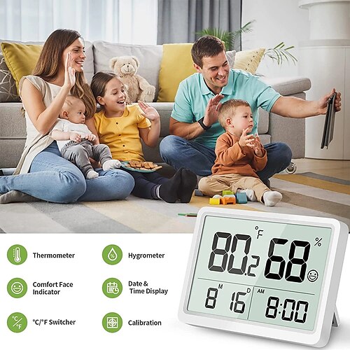 

igrografo multifunzionale display lcd digitale baby room termometro elettronico automatico orologio igrometro