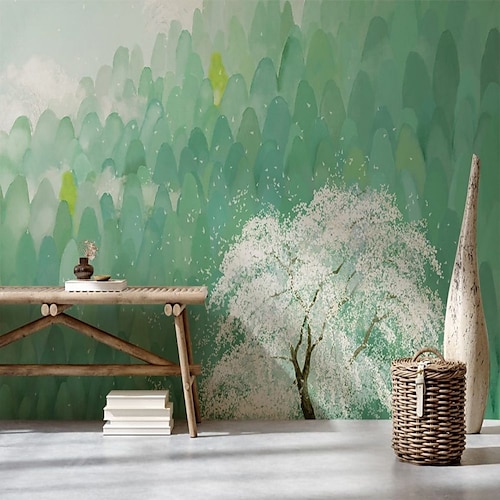 

Landscape Wallpaper Mural Green Plants Wall Covering Sticker Peel and Stick Removable PVC/Vinyl Material Self Adhesive/Adhesive Required Wall Decor for Living Room Kitchen Bathroom