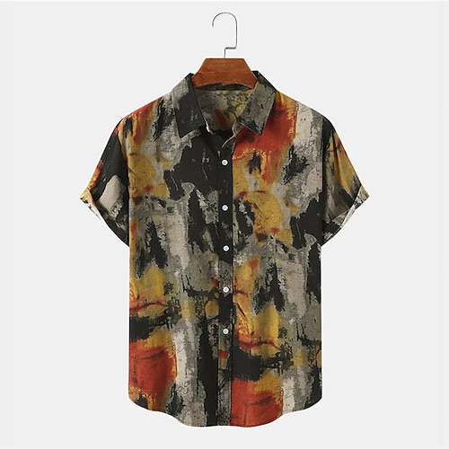 

Hombre Camisa camisa hawaiana Bloque de color Estampados Cuello Vuelto Amarillo Exterior Calle Mangas cortas Abotonar Estampado Ropa Deportes Moda Ropa de calle Design