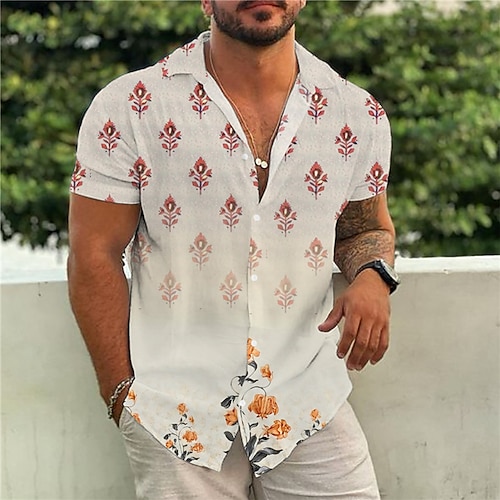 

Homme Chemise Chemise hawaïenne Floral Imprimés Photos Col rabattu Rouge Bleu Gris Plein Air Casual Manches courtes Bouton bas Imprimer Vêtement Tenue Tropique Bohème Design Flexible