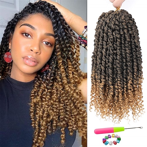 

cabelo de torção de paixão - 8 pacotes de cabelo de crochê de 14 polegadas para mulheres cabelos cacheados pré-torcidos de crochê extensões de cabelo de trança sintética de torções de paixão (apenas