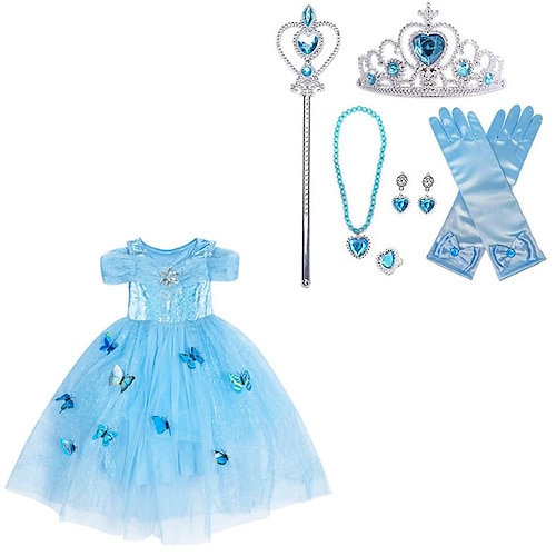 

Bambino Da ragazza Vestito da festa Tinta unica Vestito da festa Vestito Occasioni speciali Girocollo Manica corta Da principessa Vestito 3-10 anni Estate Azzurro cielo