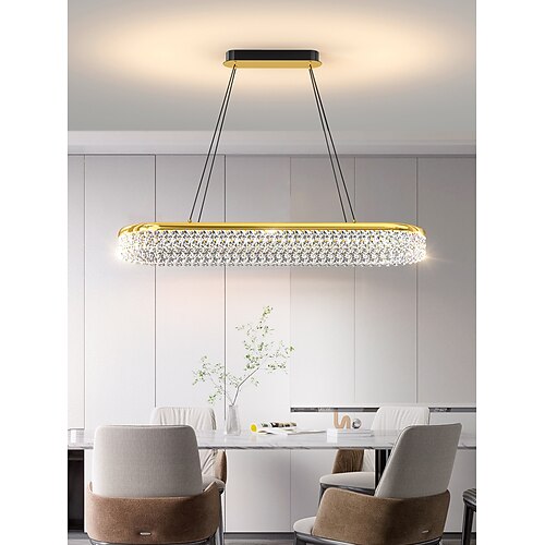 

led lysekroner linjedesign 100cm dimbar rektangel sort/gull lysekroner