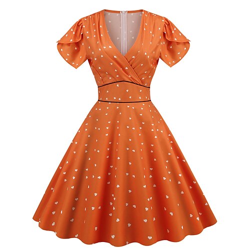 

Per donna Elegante Informale Abito vintage Vestito longuette Esterno Giornaliero Increspato Stampa Floreale A V Manica corta Standard Estate Primavera 2023 Rosa Rosa scuro S M L XL