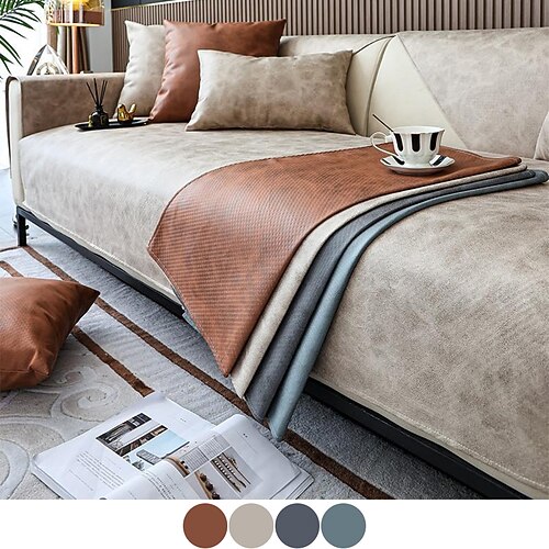 

Sofamattenbezug Couch-Schonbezug Sofa-Sitzauflage Schnittbezug für Sessel Loveseat 4- oder 3-Sitzer L-Form Kunstleder für Kinder, Haustiere, Katzen (nicht im Set erhältlich)