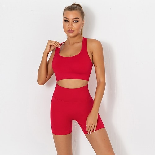 Workout Sets for Women 2 Piece Seamless Ribbed High Waist Suit