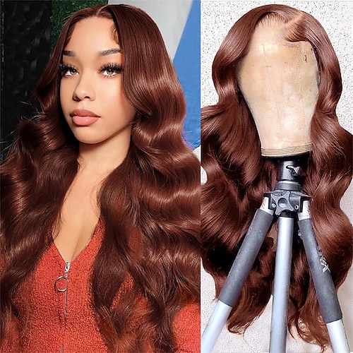 

rødbrune blonder frontparykker menneskehår forhåndsplukket 13x4 hd body wave limløse parykker menneskehår for kvinner 150 % tetthet brasiliansk jomfrublonde frontal menneskehår parykker med babyhår