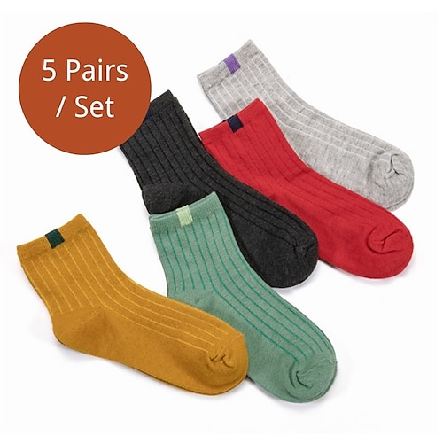 

Men's 5 Pairs Socks Sport Socks / Athletic Socks Crew Socks Casual Socks Multi color Color Cotton Solid Colored Casual Daily Sports Medium Spring, Fall, Winter, Summer Fashion Comfort