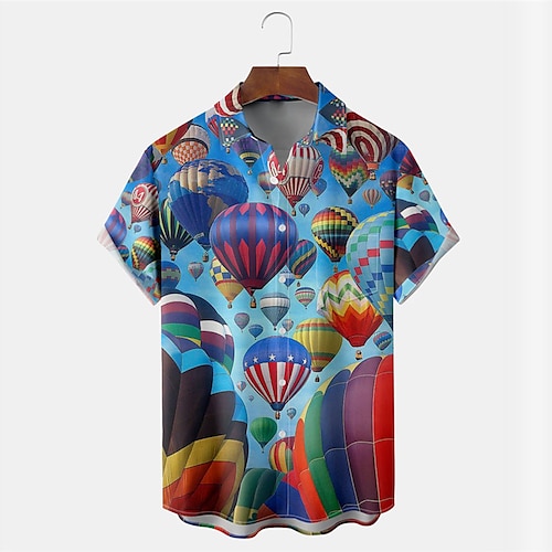 

Men's Shirt Summer Hawaiian Shirt Graphic Prints Turndown Blue Street Casual Short Sleeves Button-Down Print Clothing Apparel Tropical Fashion Streetwear Hawaiian