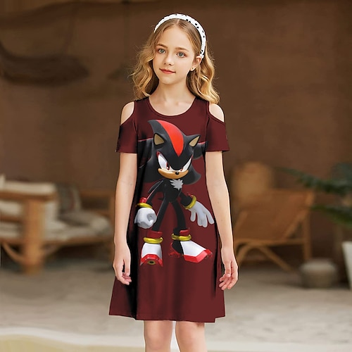 

enfants petites filles 'robe licorne animal une ligne robe vacances quotidiennes patchwork imprimé rose au-dessus du genou manches courtes robes douces été lâche 3-12 ans