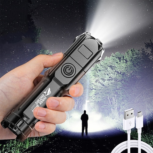 

Super Bright ABS Strong Light Focusing Led Flashlight Outdoor Portable Home Built-in Battery Rechargeable Multi-function Torch