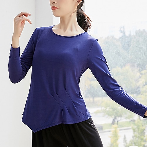 

Abbigliamento sportivo Superiore Con ruche Tinta unita Per donna Addestramento Prestazioni Manica lunga Capitale