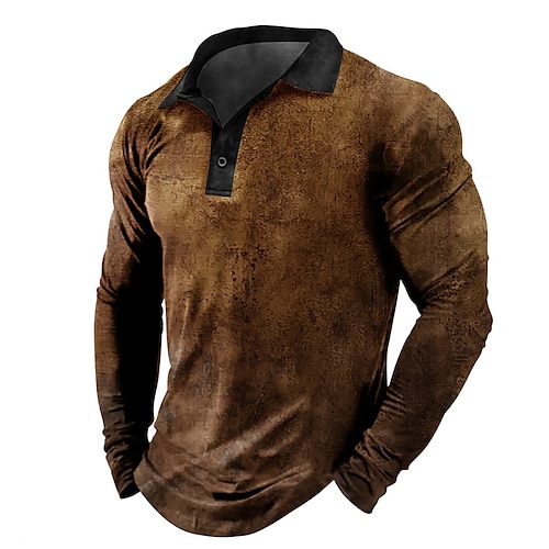 

Per uomo POLO Camicia da golf Golf Stampe astratte Vintage ▾ Collo ripiegabile Blu marino Blu Marrone Grigio Esterno Strada Manica lunga Bottone giù Stampa Abbigliamento Vintage Originale Morbido