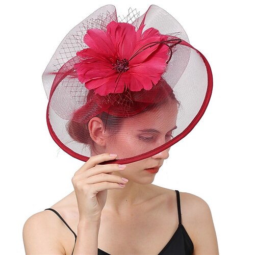 

Fascinadores Poliéster Casamento Festa de Chá Kentucky Derby Corrida de cavalos Dia da Mulher Vintage Elegante Confeccionada à Mão Com Penas Tule Capacete Chapéu