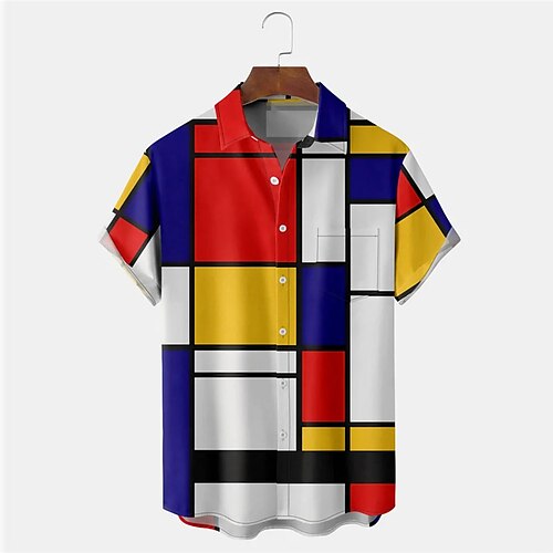 

Homme Chemise Chemise hawaïenne Imprimés Photos Géométrie Col rabattu Rouge Extérieur Plein Air Manches courtes Bouton bas Imprimer Vêtement Tenue Tropique Mode Hawaïen Design