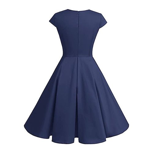 Retro Vintage 1950s Rockabilly A-Line Dress Flare Dress Solid Colored Fancy  Dress Women's Party / Evening Masquerade Bachelorette Party Adults' Dress  Earrings Headwear Spring & Summer 2026 - $41.99