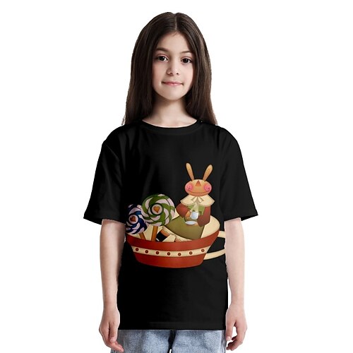

børn piger t-shirt påske kanin afslappet kortærmet rund hals aktiv 7-13 år forårssort