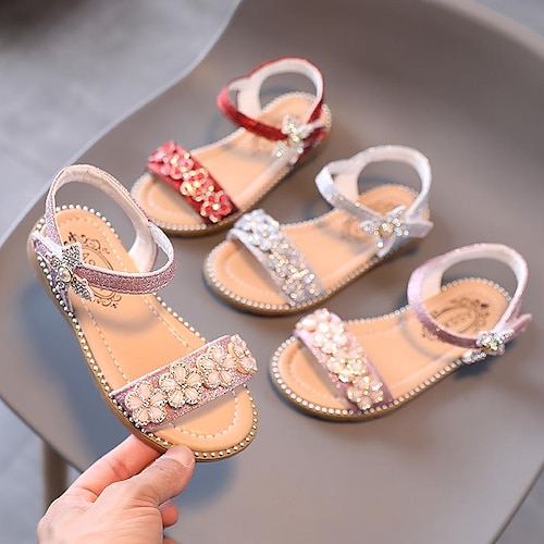 

Girls' Sandals Daily Casual PU Shock Absorption Non-slipping Princess Shoes Big Kids(7years ) Little Kids(4-7ys) Toddler(2-4ys) School Studded Silver Pink Red Spring Fall