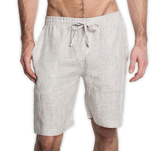 

Homme Short Short en lin Short d'été Short de plage Cordon Taille elastique Plein Confort Respirable Court Extérieur du quotidien Vêtement de rue Mélange de Lin Coton mode Décontractées Blanche