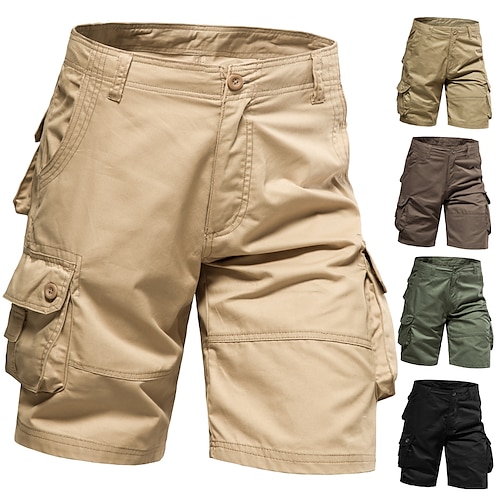 

Herre Cargoshorts kinesisk Arbeidsbukser Sommershorts Fallskjermbukser Lomme Multi lomme Høydestigning Ensfarget Anvendelig Utendørs Knelengde utendørs Avslappet Klassisk Chino Svart Gul Høy Midje