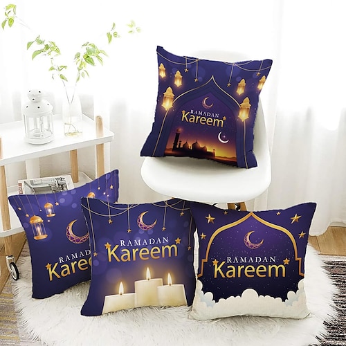 

ramadan doppio lato copertura del cuscino 4pc eid mubarak morbido cuscino quadrato decorativo federa federa per camera da letto soggiorno divano divano sedia lavabile in lavatrice