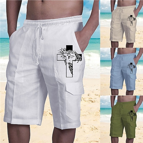 

Hombre Pantalón corto Pantalones cortos de verano Pantalones cortos holgados Correa Cintura elástica Múltiples bolsillos Graphic Cruz Transpirable Suave Corto Casual Diario Festivos Ropa de calle