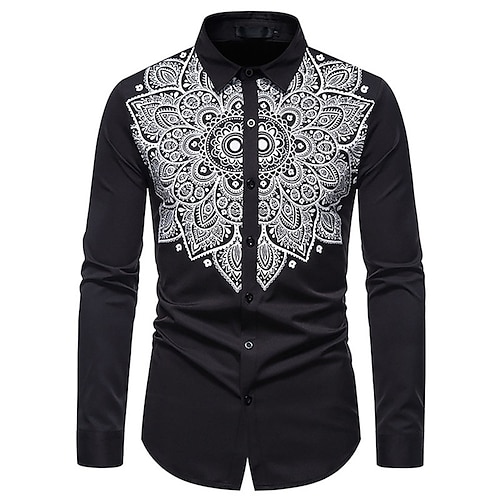 

Herren Hemd Blumen Grafik-Drucke Umlegekragen Schwarz Outdoor Strasse Langarm Button-Down Bedruckt Bekleidung Sport Modisch Strassenmode Designer