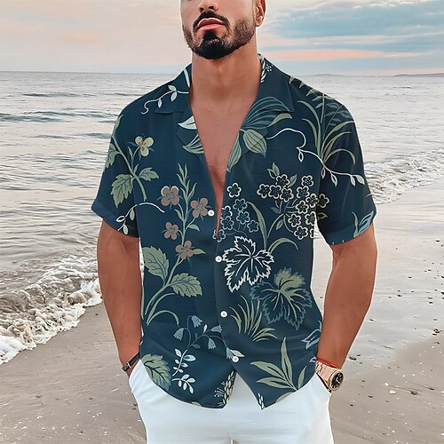 

Homme Chemise Chemise hawaïenne Floral Imprimés Photos Col rabattu Jaune Bleu Bleu de minuit Bleu clair Casual Vacances Manche Courte Bouton bas Imprimer Vêtement Tenue Tropique Mode Vêtement de rue