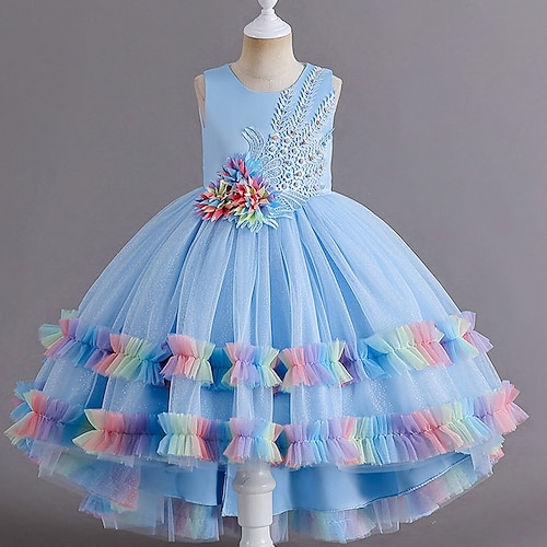 

Bambino Da ragazza Vestito da festa Fiore decorativo Vestito da festa Vestito Occasioni speciali Girocollo Senza maniche Da principessa Vestito 3-12 anni Estate Champagne Rosa Blu