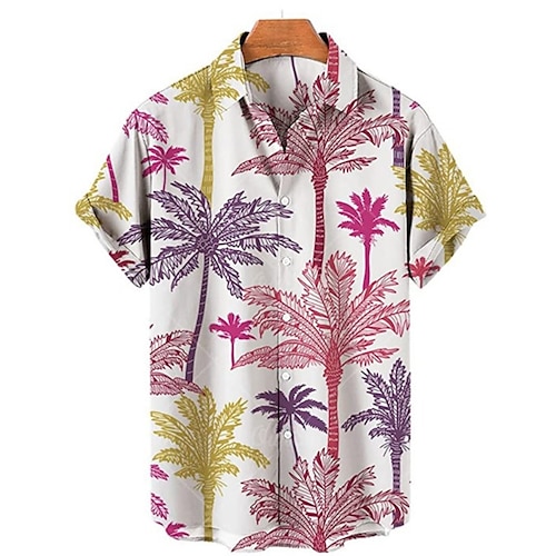 

Homme Chemise Chemise hawaïenne Cocotier Imprimés Photos Guitare Col rabattu Noir Rose Claire Extérieur Plein Air Manches courtes Bouton bas Imprimer Vêtement Tenue Tropique Mode Hawaïen Design