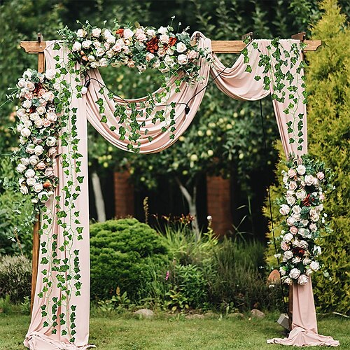 

25m 84feet 12 fili piante di foglie di edera artificiale vite appesa ghirlanda fiori fogliame falso casa cucina giardino ufficio decorazione della parete di nozze foglie di edera finte ghirlanda di