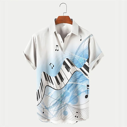 

Hombre Camisa camisa hawaiana Estampados Teclas panorámicas Cuello Vuelto Azul Piscina Exterior Calle Mangas cortas Abotonar Estampado Ropa Tropical Moda Hawaiano Design