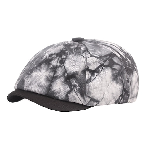 

Herre Baret Hat Newsboy Hat Svart Blå Bomull Trykt mønster Gatemote Stilfull Fritid utendørs Daglig Ut på byen Tie Dyed Solkrem