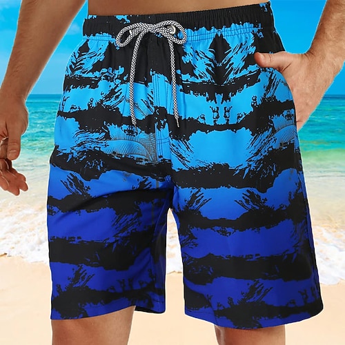 

Herre Surf shorts Badeshorts Sommer shorts Strandshorts Snørelukning med mesh-for Elastisk Talje Grafiske tryk Gradientstriber Hurtigtørrende Korte Afslappet Daglig Ferie Boheme Hawaiiansk Blå Grøn