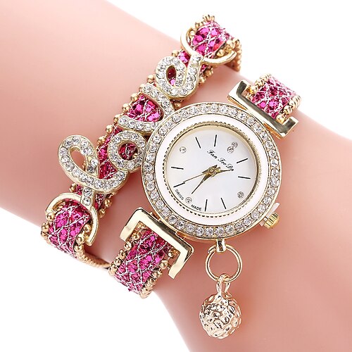 

Las mujeres aman los relojes de pulsera impresos, conjunto de diamantes de imitación, reloj de pulsera de cuarzo para damas y niñas.