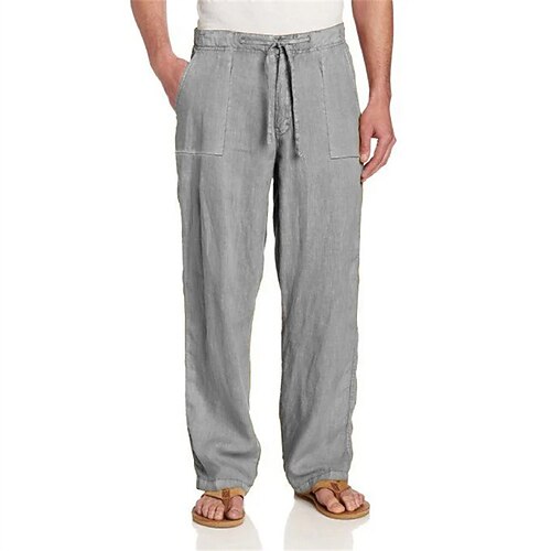 

Per uomo Pantaloni di lino Pantaloni Pantaloni estivi Pantaloni da spiaggia A cordoncino Vita elastica Liscio Traspirante Morbido Informale Giornaliero Per eventi Misto cotone e lino Di tendenza