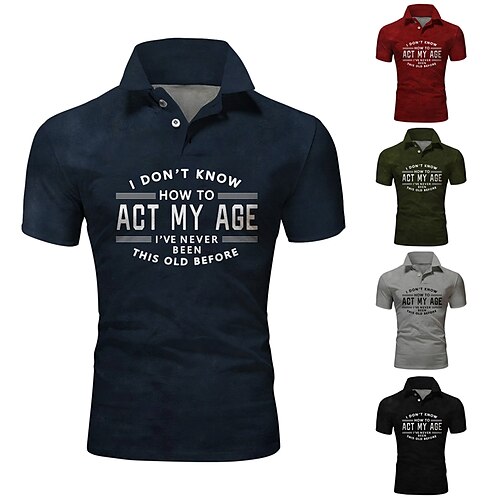 

Per uomo POLO Camicia da golf Golf Alfabetico Stampe astratte Collo ripiegabile Nero Rosso Blu marino Verde Grigio Esterno Strada Maniche corte Bottone giù Stampa Abbigliamento Sportivo Di tendenza