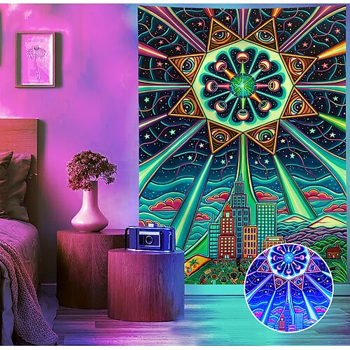 

trippy blacklight uv réactive mur tapisserie galaxie extraterrestre psychédélique monstre art décor photographie toile de fond couverture rideau suspendu maison chambre salon décoration