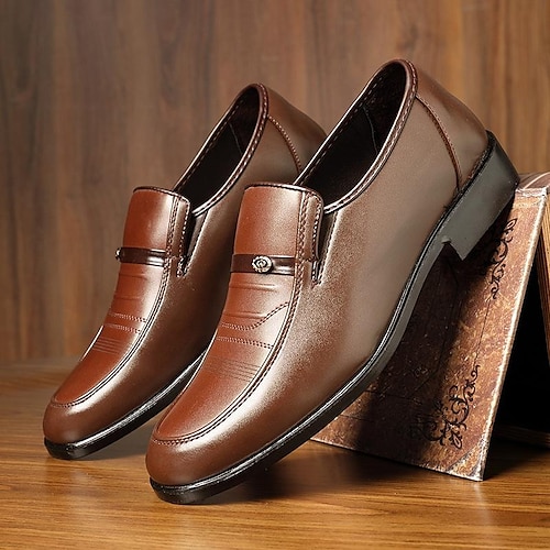 

Hombre Zapatos de taco bajo y Slip-On Mocasines de cuero Negocios Casual Exterior Diario Cuero Sintético Transpirable Negro Marrón Primavera Otoño