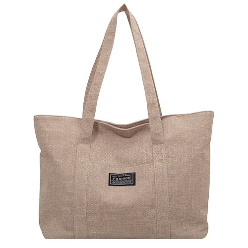 

Per donna Sacca Borsa in tela Tela Shopping Giornaliero Cerniera Duraturo Tinta unica Nero Cachi Beige