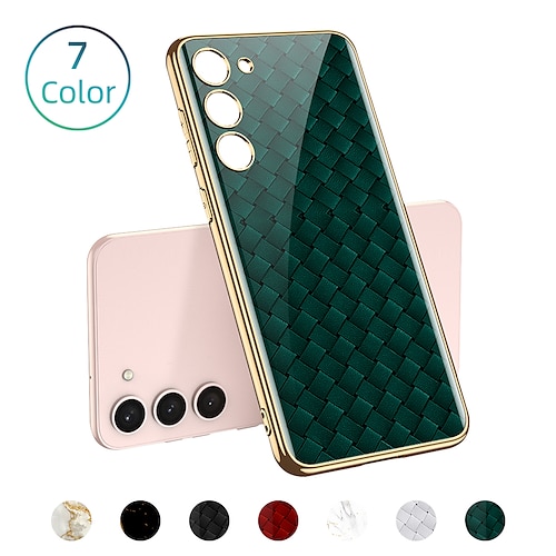 

telefone Capinha Para Samsung Galaxy Capa traseira S23 Ultra Plus Moldura Anti-Choque Galvanizado Proteção de corpo inteiro Cor Sólida TPU PC