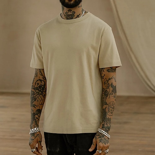 

Herre T-shirt Cool skjorte Oversized skjorte Tee Top Vanlig Rund hals udendørs Sport Kortærmet Tøj 100 % bomuld Gade Designer Afslappet Hverdag