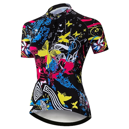 

21Grams Femme Maillot Velo Cyclisme Manche Courte Cyclisme Maillot Top avec 3 poches arrière VTT Vélo tout terrain Vélo Route Respirable Evacuation de l'humidité Bandes Réfléchissantes Poche arrière