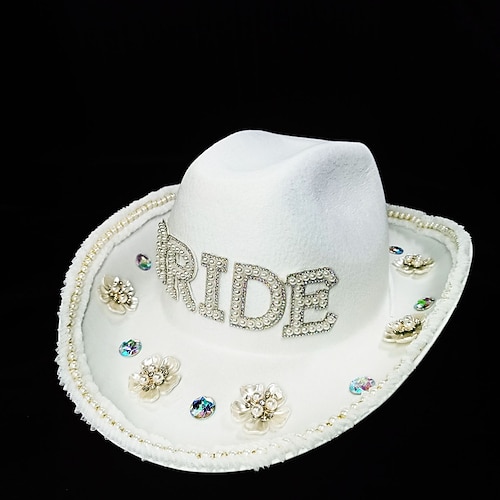 

Hatter Tøy Bruden cowboyhatt Bryllup Valentinsdag Mote Bryllup Med Rhinsten Perle Hodeplagg Hodeplagg