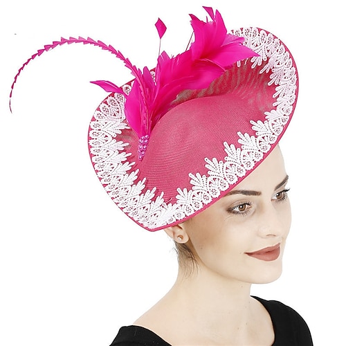 

fascinators sinamay Matrimonio Tè Kentucky Derby Corsa di cavalli Festa delle donne Vintage Di tendenza Matrimonio Con Piume Copricapo Copricapo