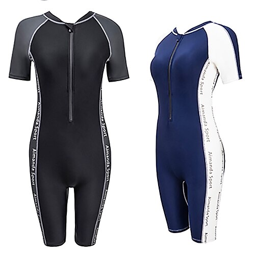 

m-5xl kvinder one piece badedragter plus size atletisk badetøj kvinde surfing svømning snorkling rashguard bodysuit kortærmede badedragter lynlås foran