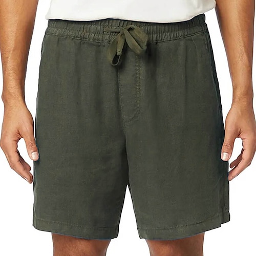 

Homme Short Short en lin Short d'été Short de plage Cordon Taille elastique Plein Confort Respirable Extérieur du quotidien Sortie Mélange de Lin Coton Mode Vêtement de rue Vert Beige