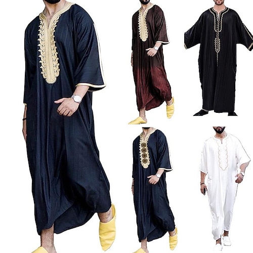 

Arabian Muslim Adults Men's Religious Saudi Arabic Robe Thobe / Jubba For Polyester Ramadan Leotard / Onesie